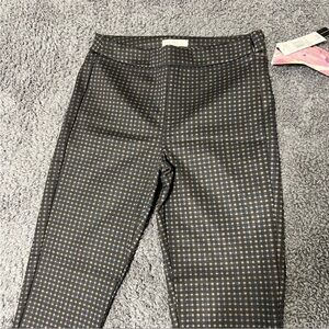 BNWT Love Fire Blue, black and gray checkered plaid skinny stretch work pants.